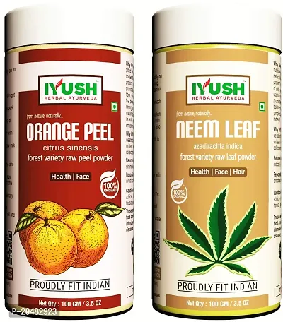 IYUSH Herbal Ayurveda Neem Powder Orange Peel Powder Combo - 100gm each