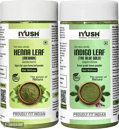 IYUSH Herbal Ayurveda Henna and Indigo Powder ? Organic for Hair | Colour without Chemical each