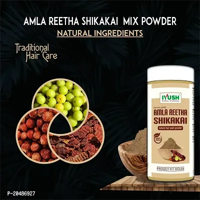 IYUSH Herbal Ayurveda Amla Shikakai Reetha Powder for Hair with Katha Powder and Henna Powder for Hair Colour ? 300gm | Herbal Hair Wash Powder | Hair Volume Powder | Natural Hair Colour | 100gm each-thumb2