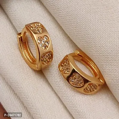 Fashionable and Affordable Earrings for Women and Girls: Latest Stylish Copper Zircon Bali Earrings in 18k Gold Plating