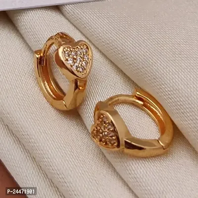 Fashionable and Affordable Earrings for Women and Girls: Latest Stylish Copper Zircon Bali Earrings in 18k Gold Plating