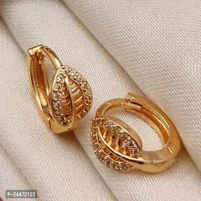 Fashionable and Affordable Earrings for Women and Girls: Latest Stylish Copper Zircon Bali Earrings in 18k Gold Plating