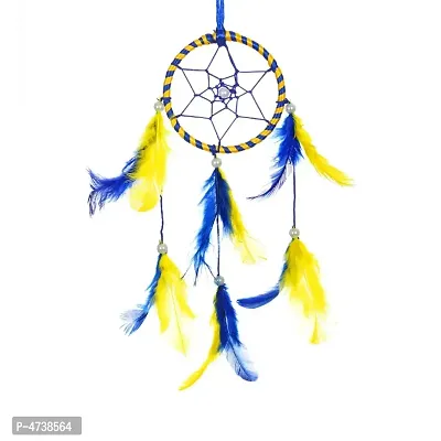 BS AMOR Sacred Hoops | Wall Hanging, Car Hanging | Home Decorative Showpiece Height 41CM, Pack of 1 (Yellow Blue)
