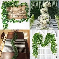 Home Decor Artificial Garland Line Money Plant Leaf Creeper | Wall Hanging | Speacial Ocassion Decoration | Home Decor Party | Office | Festival Theme Decorative | Length 6 Feet Pack of 3 Line Strings-thumb1
