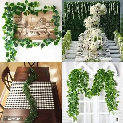 Home Decor Artificial Garland Line Money Plant Leaf Creeper | Wall Hanging | Speacial Ocassion Decoration | Home Decor Party | Office | Festival Theme Decorative | Length 6 Feet Pack of 3 Line Strings-thumb2