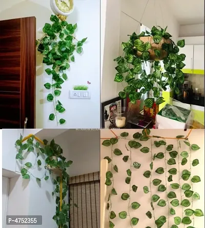 Home Decor Artificial Garland Line Money Plant Leaf Creeper | Wall Hanging | Speacial Ocassion Decoration | Home Decor Party | Office | Festival Theme Decorative | Length 6 Feet Pack of 6 Line Strings-thumb2