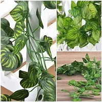 Home Decor Artificial Garland Line Money Plant Leaf Creeper | Wall Hanging | Speacial Ocassion Decoration | Home Decor Party | Office | Festival Theme Decorative | Length 6 Feet Pack of 6 Line Strings-thumb3