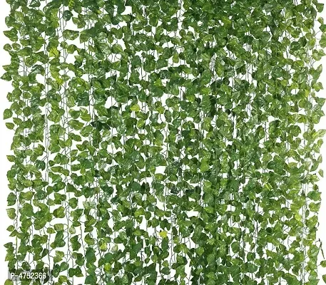 Home Decor Artificial Garland Line Money Plant Leaf Creeper | Wall Hanging | Speacial Ocassion Decoration | Home Decor Party | Office | Festival Theme Decorative | Length 6 Feet Packof 12 Line Strings