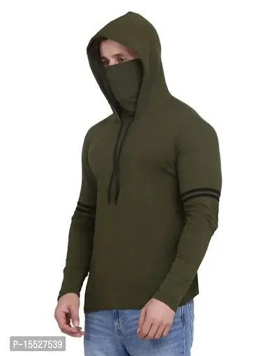 IESHNE LIFESTYLE Men's Cotton Blend Regular Fit Hooded Neck t-Shirt (Large Multicolor)