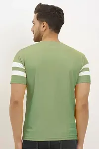 Reliable Green Cotton Blend Striped Round Neck Tees For Men-thumb1