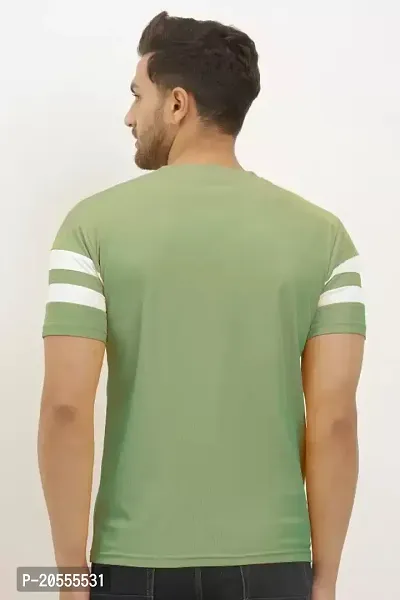 Reliable Green Cotton Blend Striped Round Neck Tees For Men-thumb2