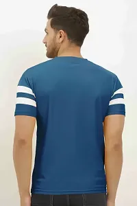 Reliable Blue Cotton Blend Striped Round Neck Tees For Men-thumb1