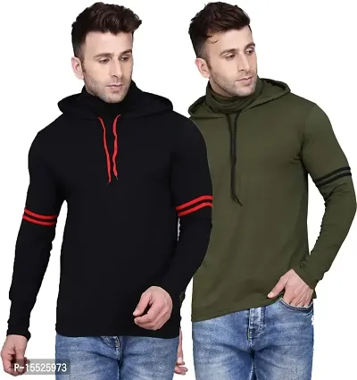 IESHNE LIFESTYLE Men's Cotton Blend Regular Fit Hooded Neck t-Shirt-thumb0