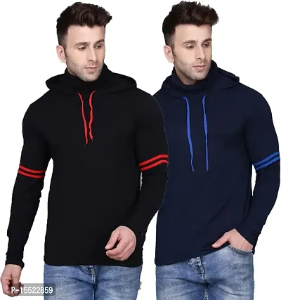 IESHNE LIFESTYLE Men's Cotton Blend Regular Fit Hooded Neck t-Shirt-thumb0