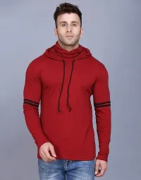 IESHNE LIFESTYLE Men's Cotton Blend Regular Fit Hooded Neck t-Shirt (Small Multicolor)-thumb2