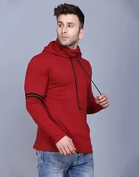 IESHNE LIFESTYLE Men's Cotton Blend Regular Fit Hooded Neck t-Shirt (Small Multicolor)-thumb3