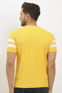 Reliable Yellow Cotton Blend Striped Round Neck Tees For Men-thumb1