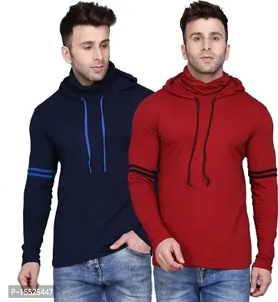 IESHNE LIFESTYLE Men's Cotton Blend Regular Fit Hooded Neck t-Shirt