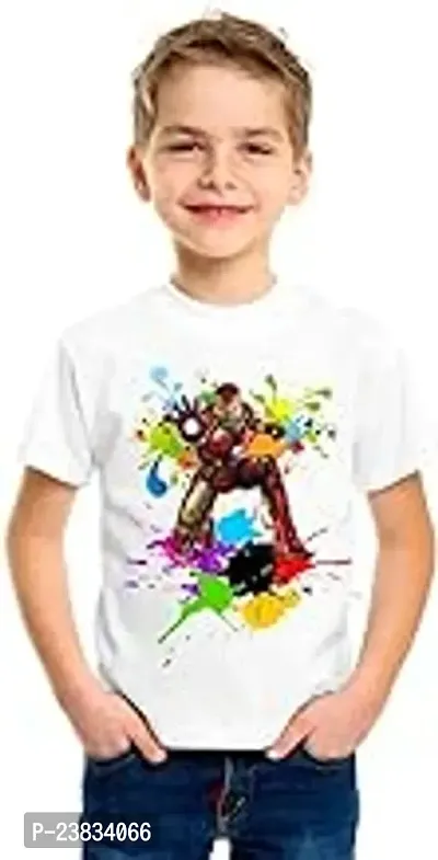 Stylish White Cotton Tshirts For Boys-thumb0