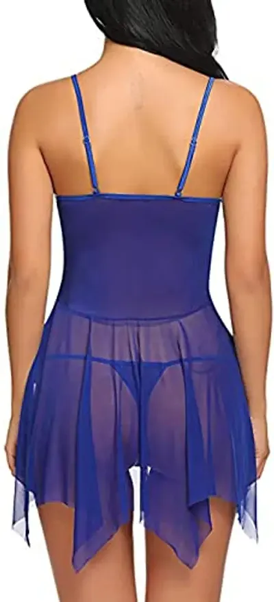 Lace Babydolls Lingerie for Honeymoon, Babydolls Night Dresses for Women, Nighty for Sexy Women Aaliya - Blue