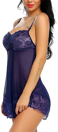 INONRA Lace Babydolls Lingerie for Honeymoon, Babydolls Night Dresses for Women, Nighty for Sexy Women Zimmy Color-Blue-thumb2