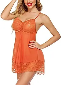 INONRA Lace Babydolls Lingerie for Honeymoon, Babydolls Night Dresses for Women, Nighty for Sexy Women Zimmy Color-Orange-thumb1