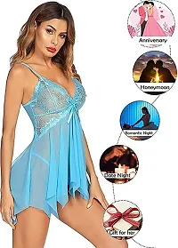 Lace Babydolls Lingerie for Honeymoon, Babydolls Night Dresses for Women, Nighty for Sexy Women  Alexa Color-Sky Blue-thumb2