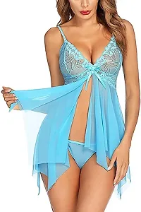Lace Babydolls Lingerie for Honeymoon, Babydolls Night Dresses for Women, Nighty for Sexy Women  Alexa Color-Sky Blue-thumb4