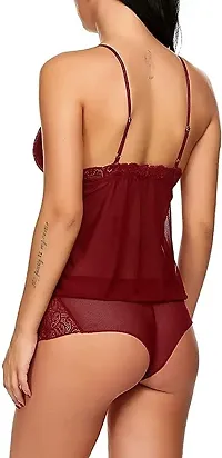 Lace Babydolls Lingerie for Honeymoon, Babydolls Night Dresses for Women, Nighty for Sexy Women  Carry Color-Maroon-thumb2