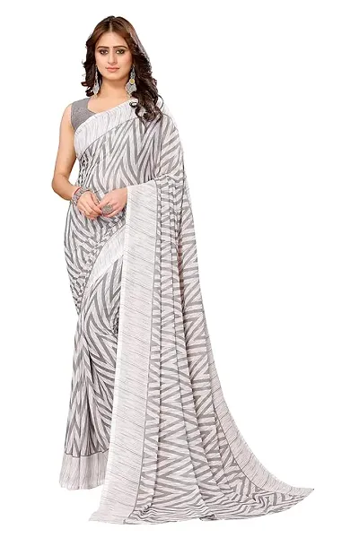 Stylish Crepe Saree with Blouse Piece For Women