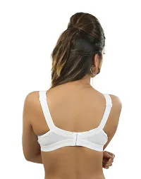 Plus Size Full Coverage White Bra With 3 Hooks At Back-thumb2