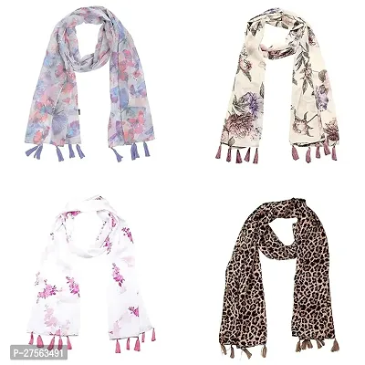 Classic Viscose Printed Scarf Stole For Women Set Of 4