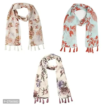 Classic Viscose Printed Scarf Stole For Women Set Of 3