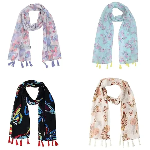 Stylish Viscose Printed Stoles for Women Pack of 4