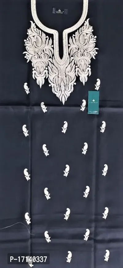 CASMIR BLACK PASHMINA WINTER KASHMIRI Embroidered Dress Material For Women