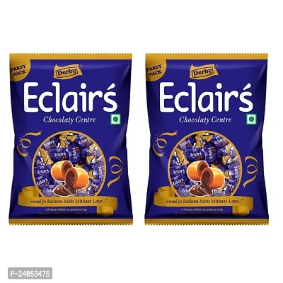 Derby Eclairs | Pack Of 2 | 350 Gram Pack (100Pcs in Each Poly | (Derby Caramel Eclairs)