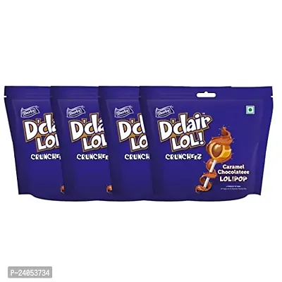Derby Dclair Lollipop Crunchee Standy Pouch | 10Pcs in each pack | Caramel Lollipop Chocolate Center Filled .