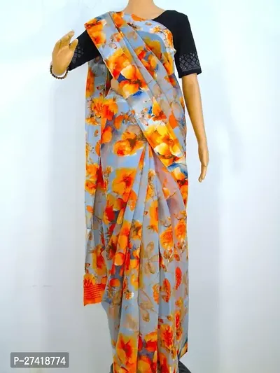 Fancy Georgette Saree With Blouse Piece For Women-thumb0