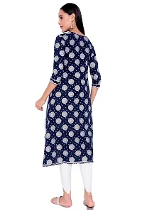 Stylish Viscose Rayon Navy Blue Textured Kurta with White Dhoti Pant Set-thumb2