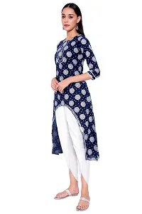 Stylish Viscose Rayon Navy Blue Textured Kurta with White Dhoti Pant Set-thumb1