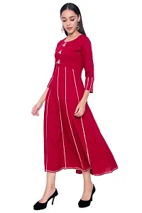 Stylish Cotton Red Embellished Kurta For Women-thumb1