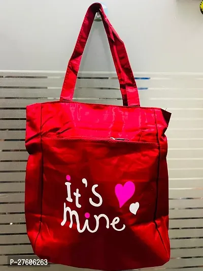 Stylish Red Fabric Printed Handbags For Women
