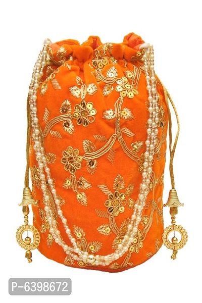 Orange handcrafted potli