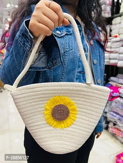 Daisy Flower Handwoven Knitted Straw Crossbody Bag-thumb0