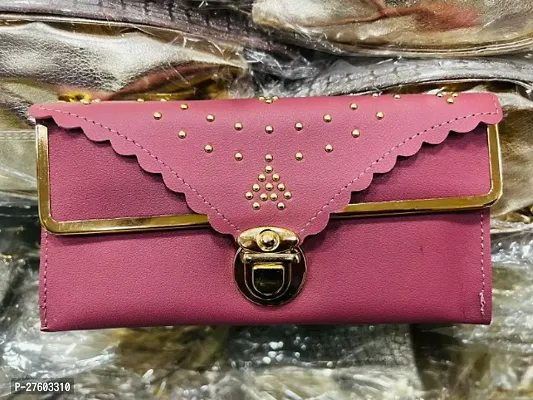Stylish Pink PU Embellished Clutches For Women