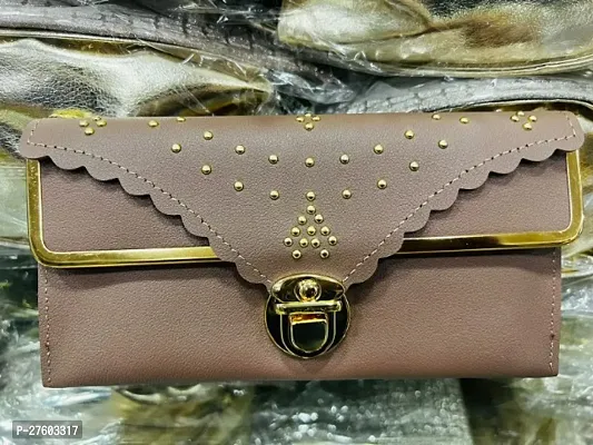 Stylish Tan PU Embellished Clutches For Women