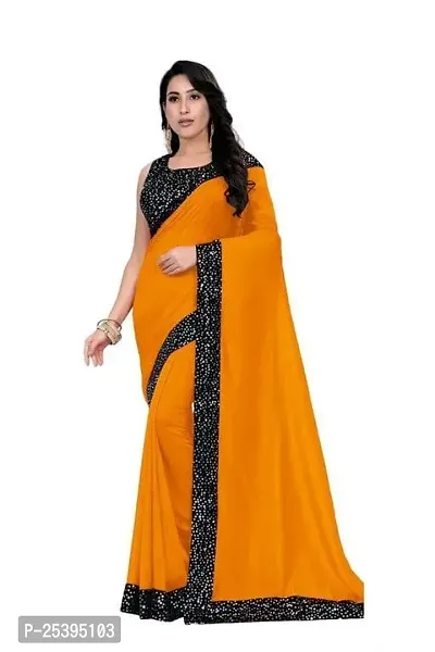 Stylish Silk Blend Orange Embroidered Saree with Blouse piece-thumb0