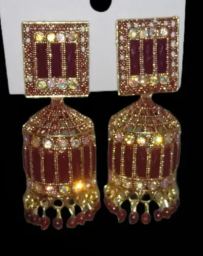 Alloy Beads Jhumkas Earrings For Women