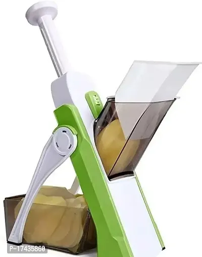 Stainless Steel Adjustable Slicer With Spring Slicer Safety Holder Ideal For Fruit Chopper Cutter Grater And Multipurpose Vegetable Ideal For Salad, Potato, Onion, Carrots (Multicolor)-thumb0