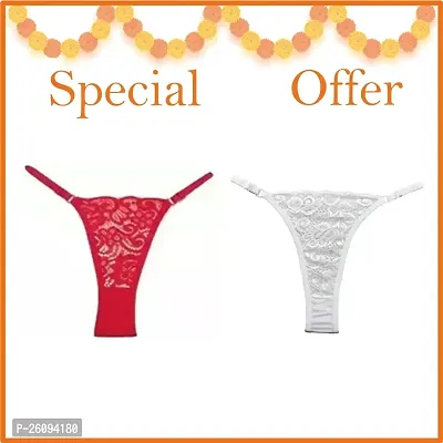 G Thong Lace Panty - Free Size (PACK OF 2 RED ,WHITE)